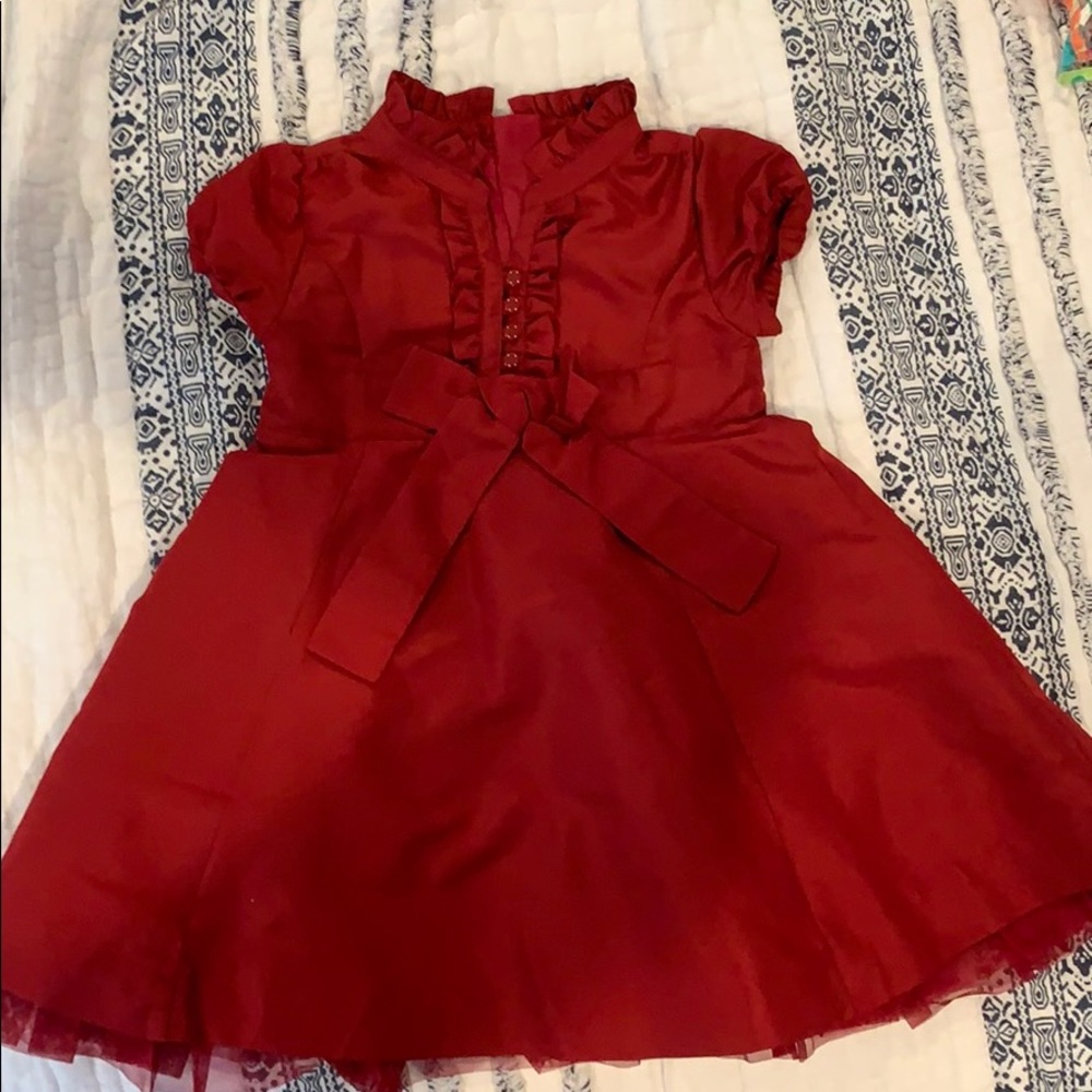 Gap Red Dress w Ruffles, Buttons, and Bow